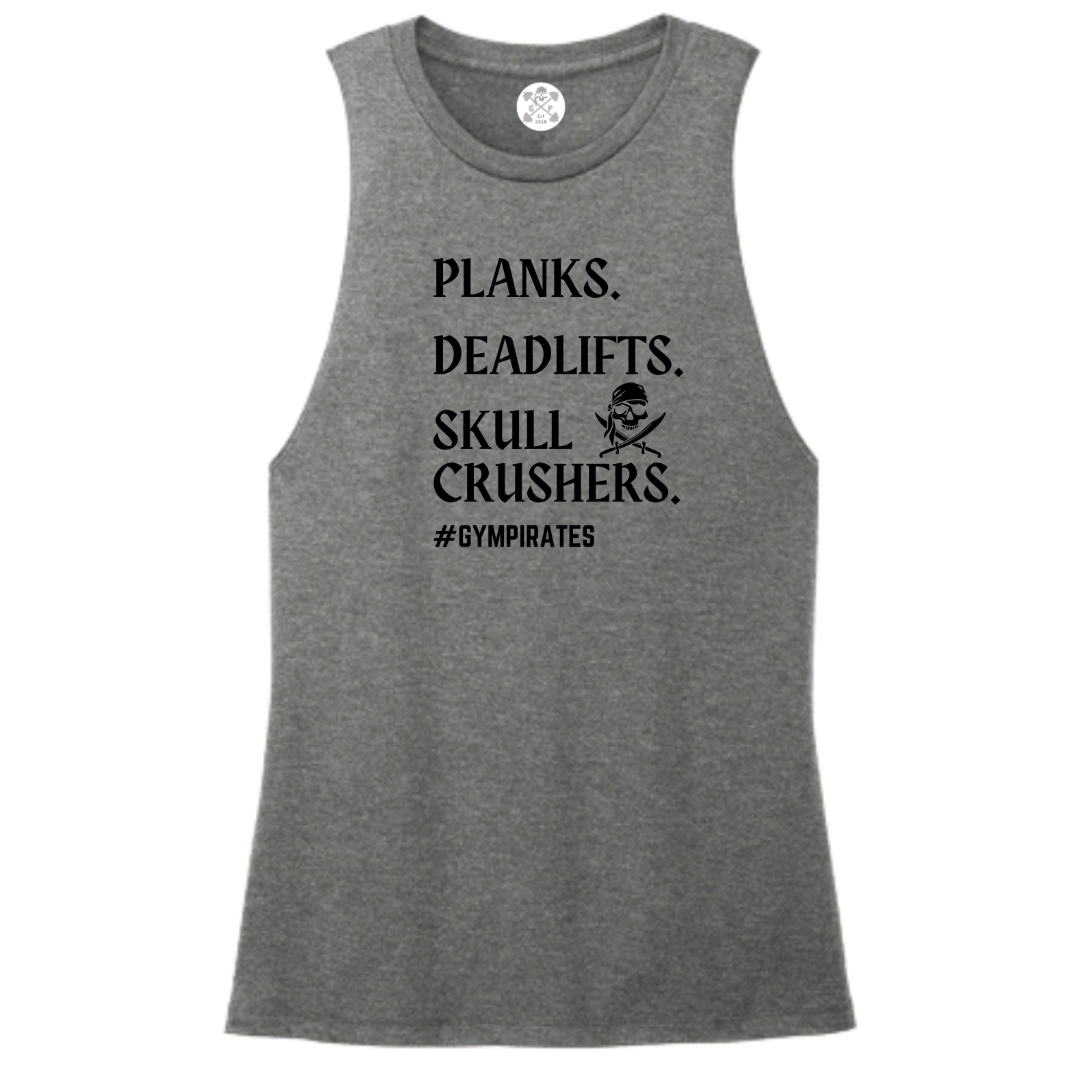 Planks | Deadlifts | Skull Crushers Women's Muscle Tank
