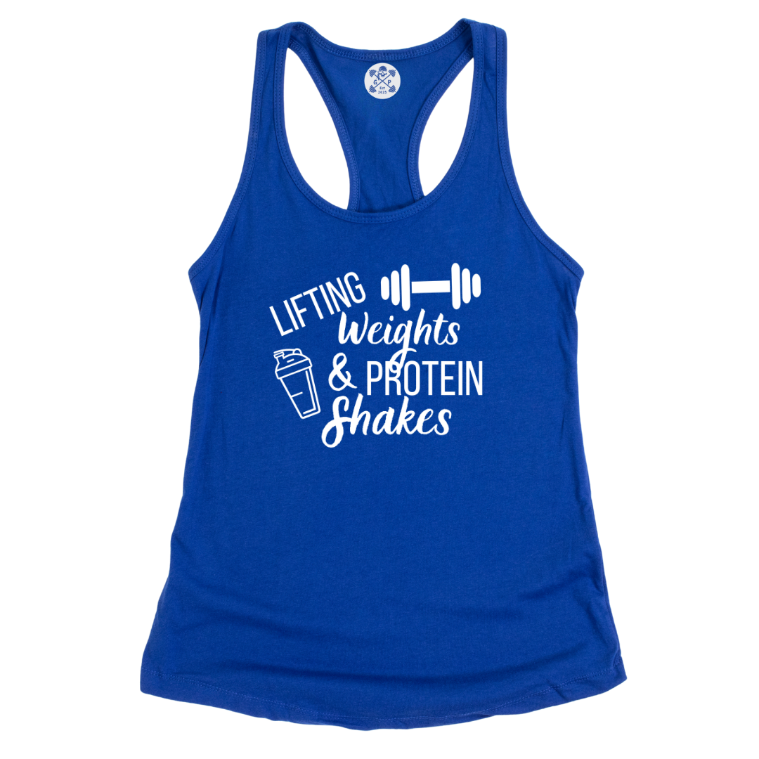 Lifting Weights and Protein Shakes Racerback Tank