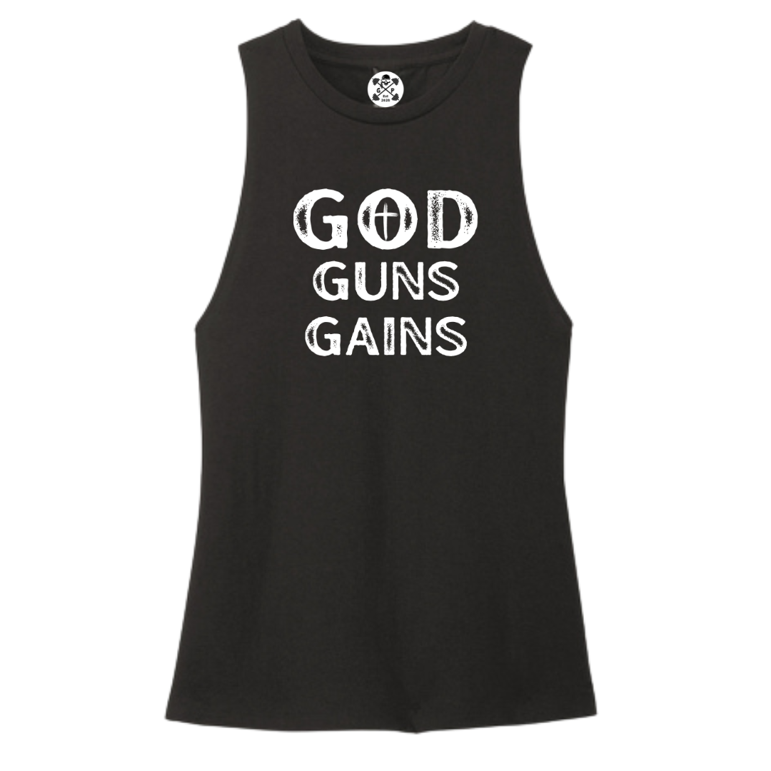 God | Guns | Gains Muscle Women's Tank