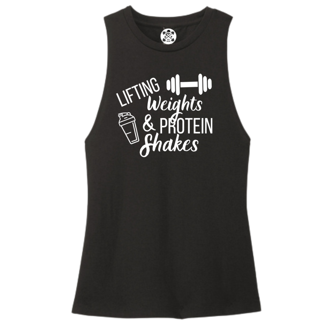 Lifting Weights and Protein Shakes Women's Muscle Tank