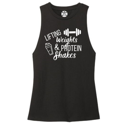 Lifting Weights and Protein Shakes Women's Muscle Tank