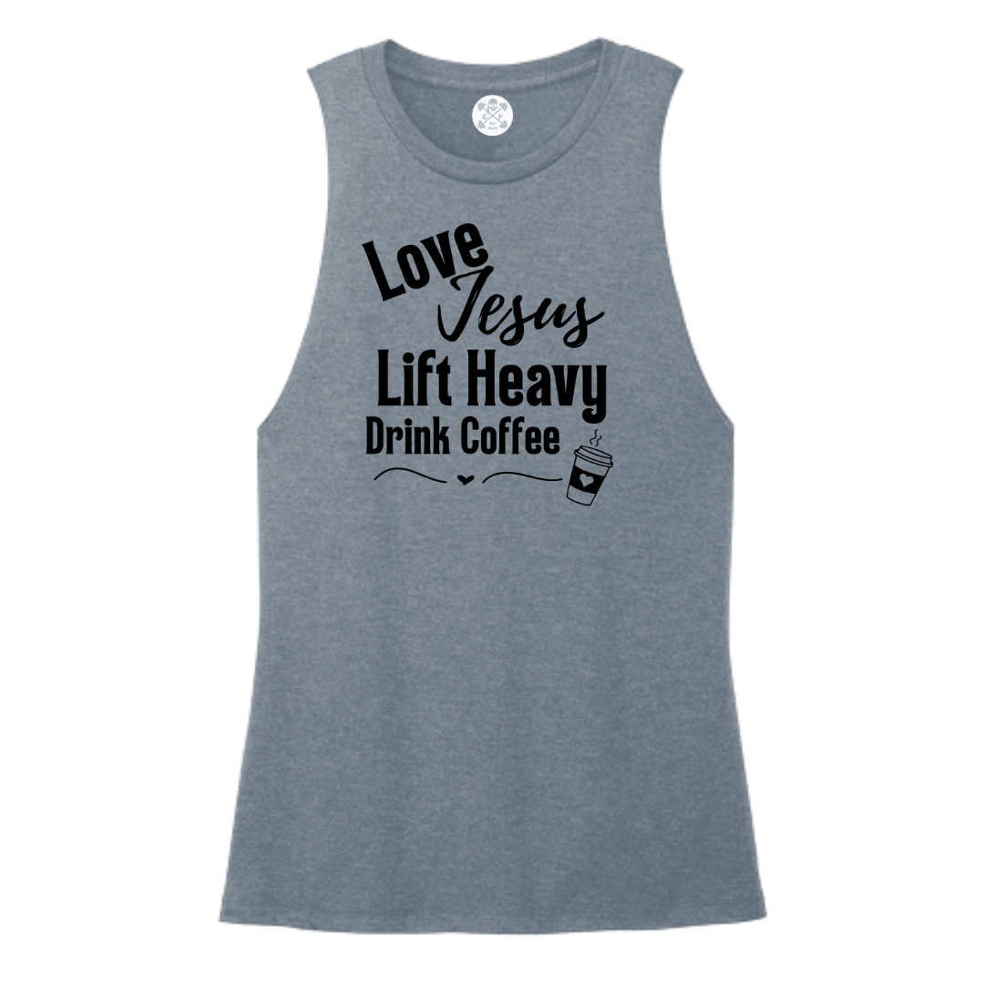 Love Jesus | Lift Heavy | Drink Coffee Women's Muscle Tank