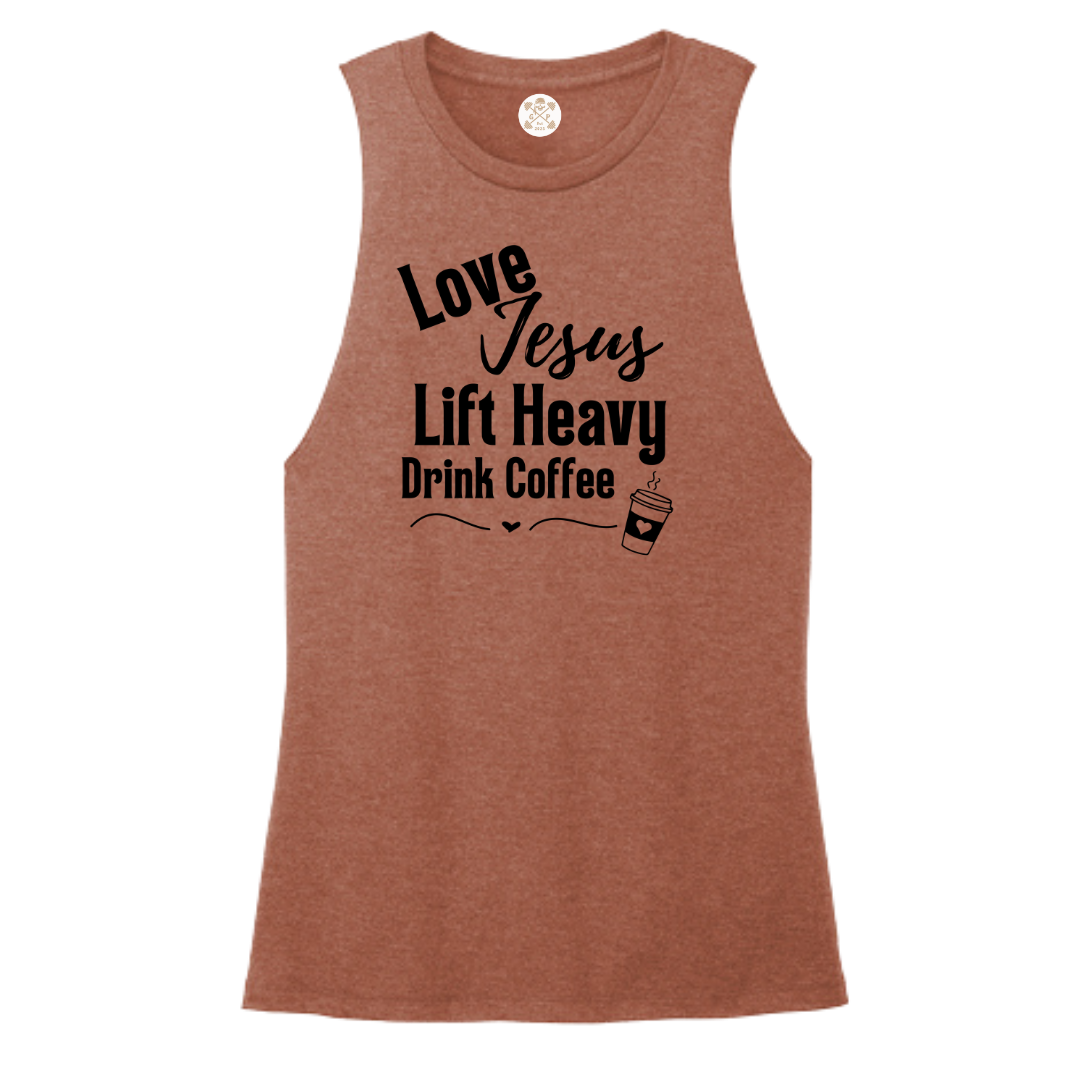 Love Jesus | Lift Heavy | Drink Coffee Women's Muscle Tank
