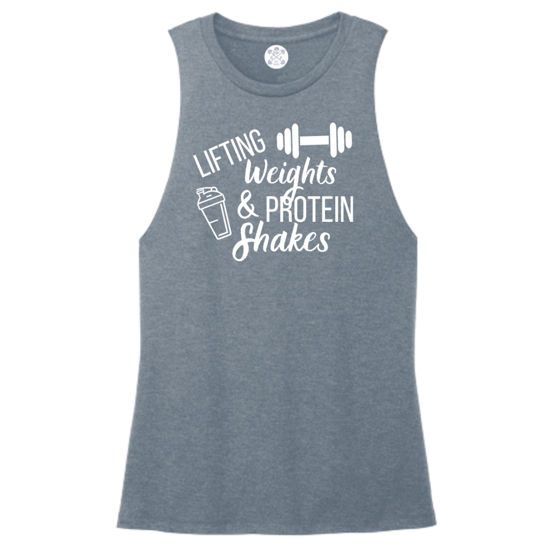 Lifting Weights and Protein Shakes Women's Muscle Tank