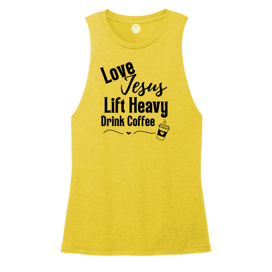 Love Jesus | Lift Heavy | Drink Coffee Women's Muscle Tank