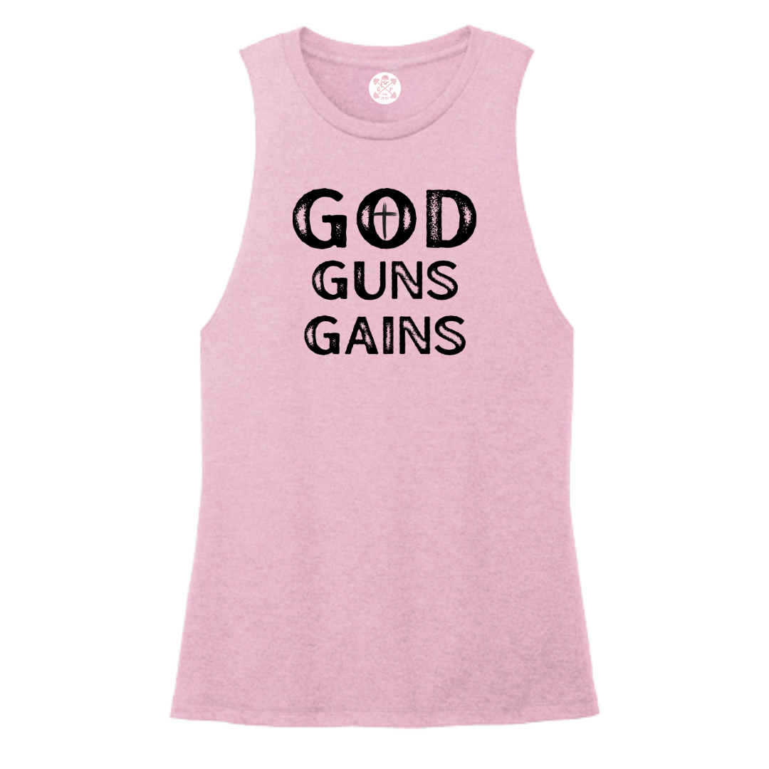 God | Guns | Gains Muscle Women's Tank