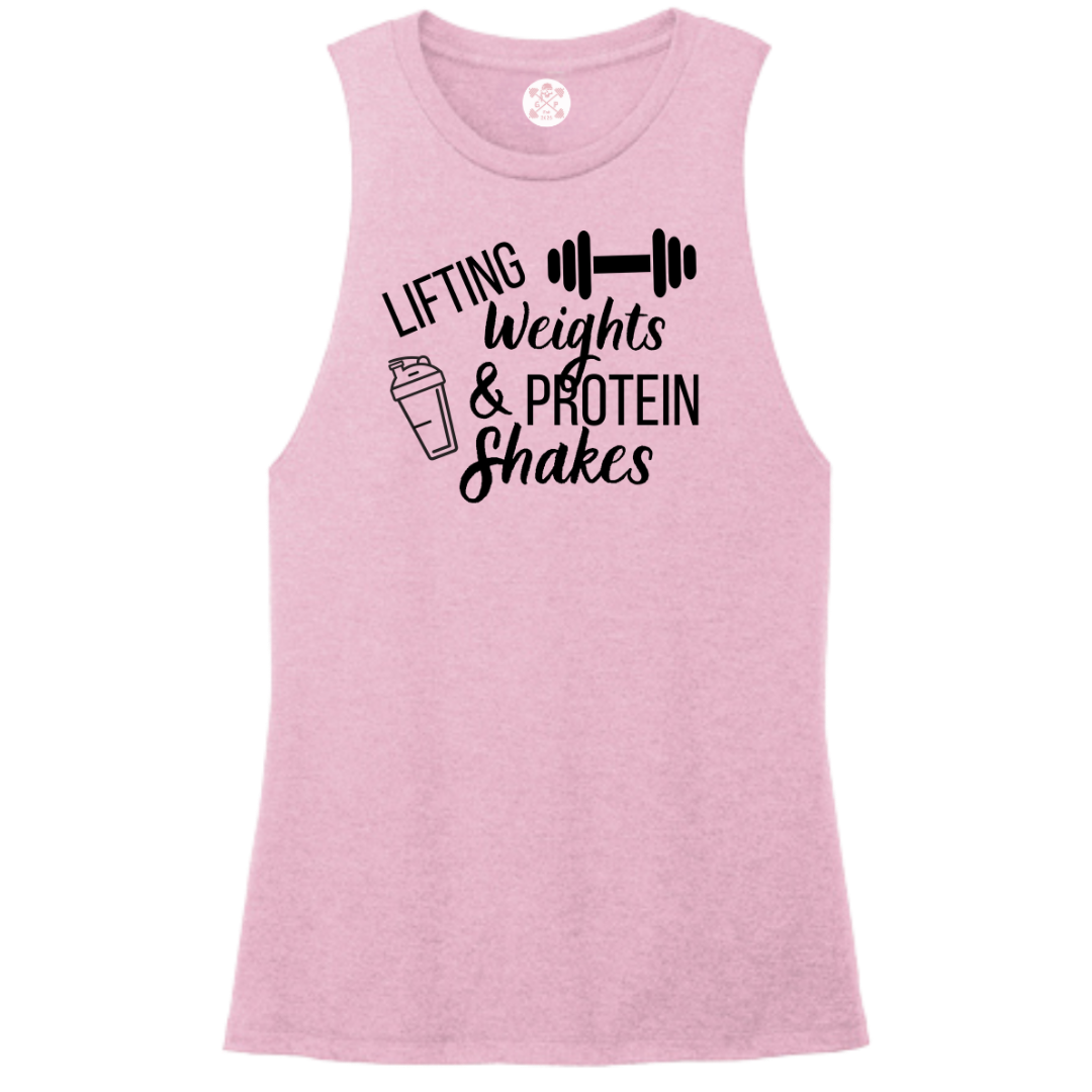 Lifting Weights and Protein Shakes Women's Muscle Tank