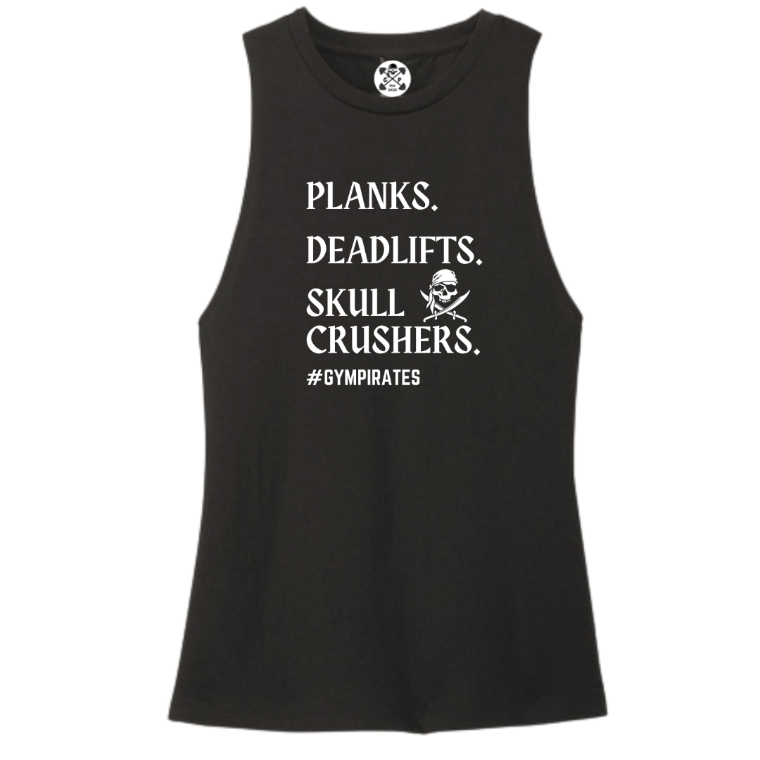 Planks | Deadlifts | Skull Crushers Women's Muscle Tank