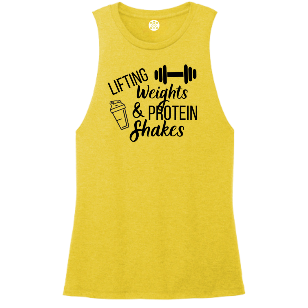 Lifting Weights and Protein Shakes Women's Muscle Tank