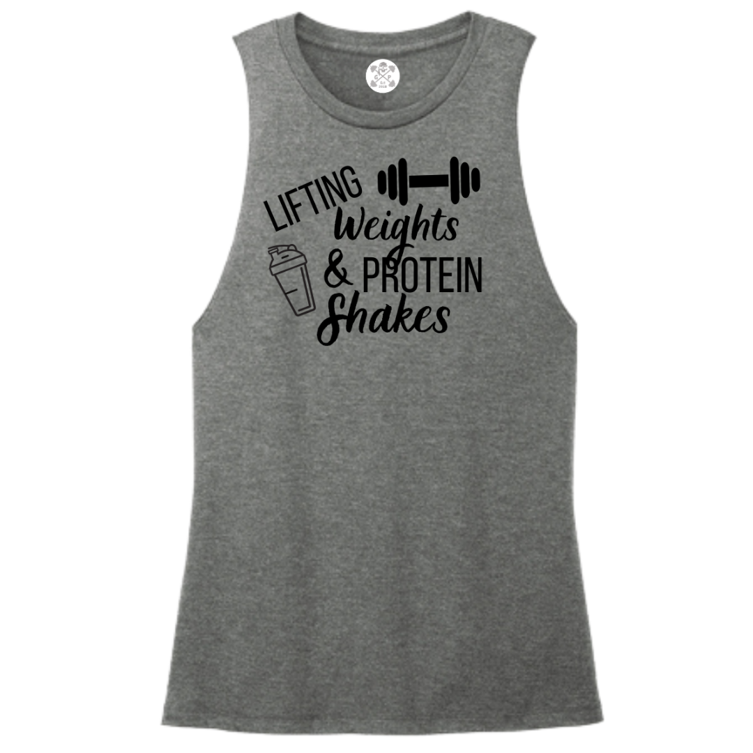 Lifting Weights and Protein Shakes Women's Muscle Tank