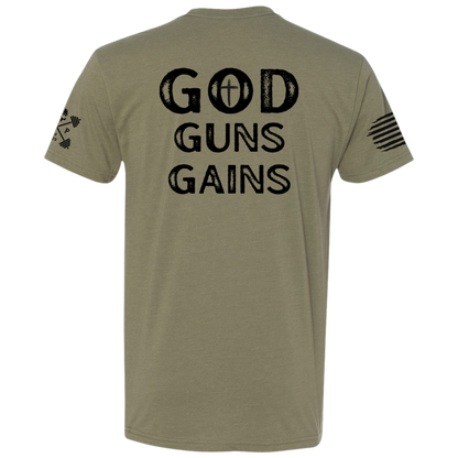 GOD | GUNS | GAINS Tee