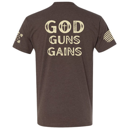GOD | GUNS | GAINS Tee