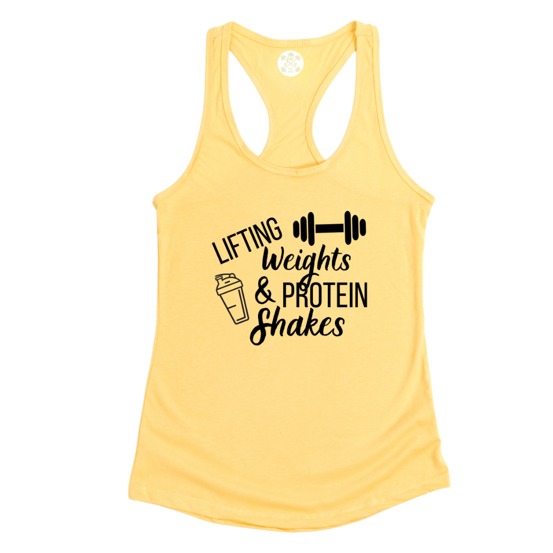 Lifting Weights and Protein Shakes Racerback Tank