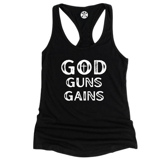 God | Guns | Gains Racerback Tank