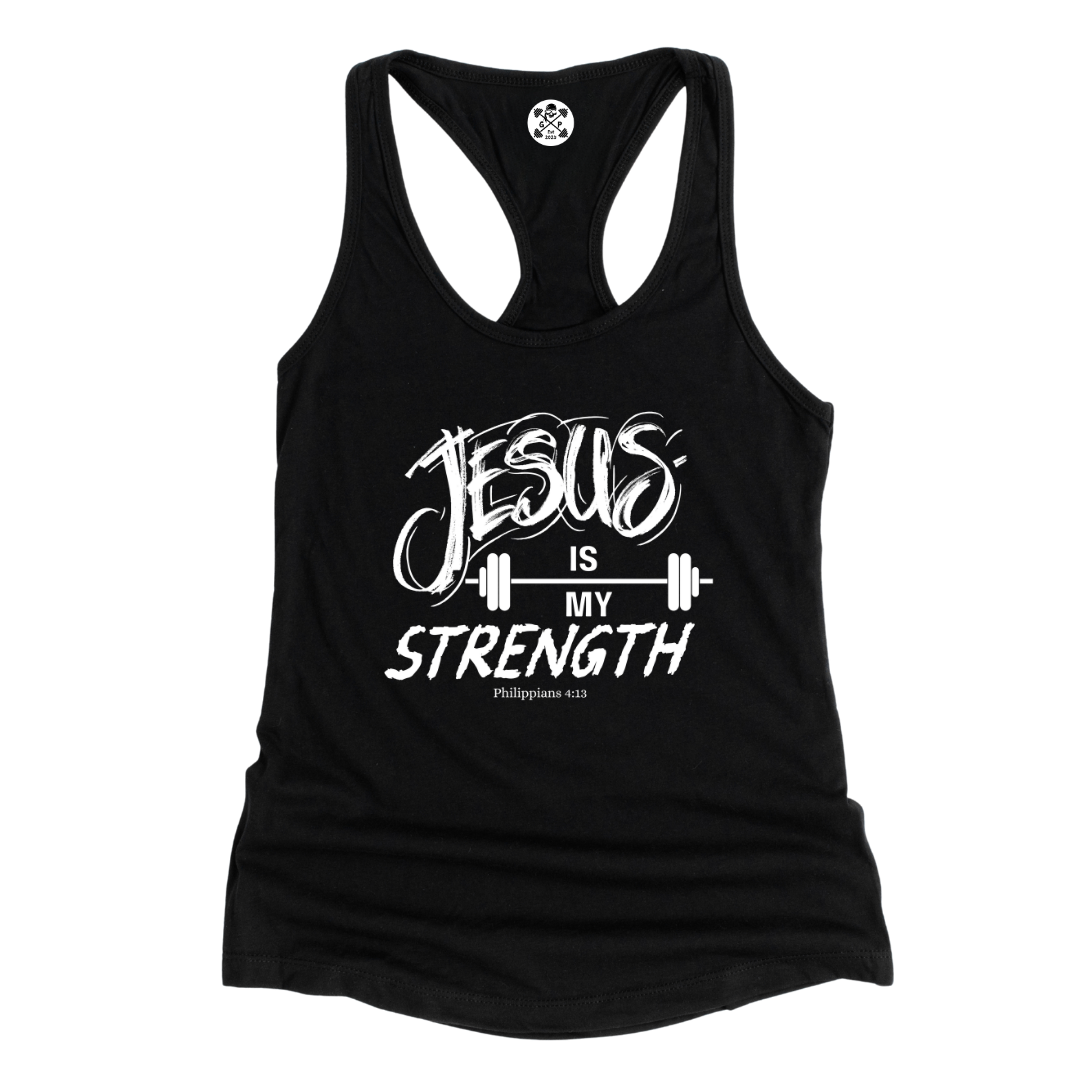 Jesus is My Strength Racerback Tank