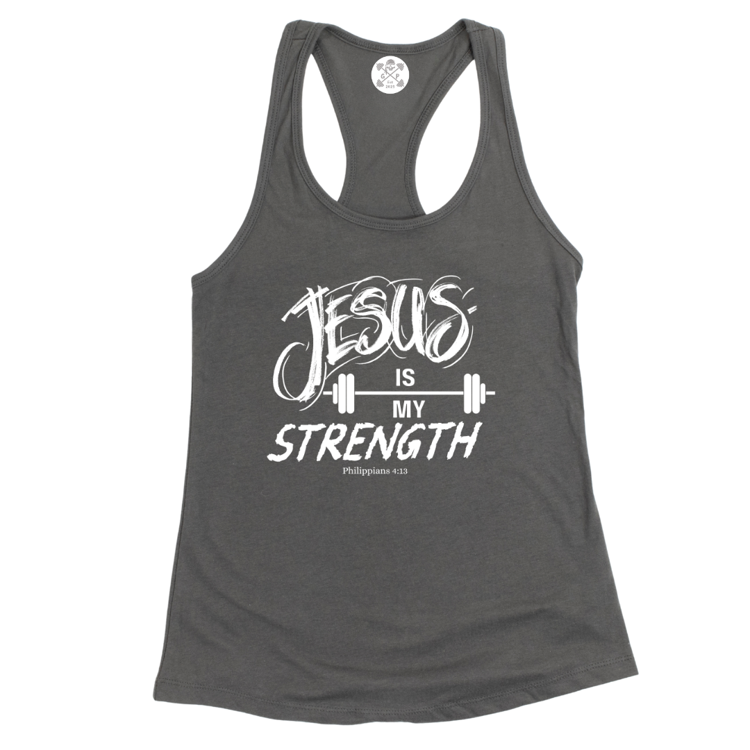 Jesus is My Strength Racerback Tank