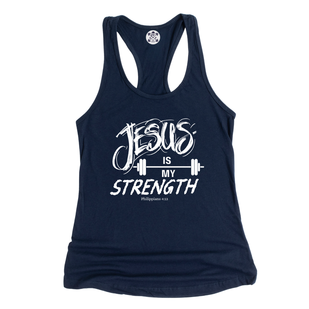 Jesus is My Strength Racerback Tank