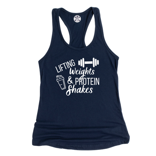 Lifting Weights and Protein Shakes Racerback Tank