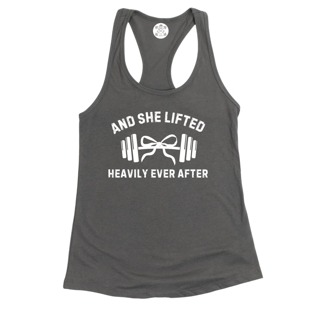 She Lifted Heavily Ever After Racerback Tank