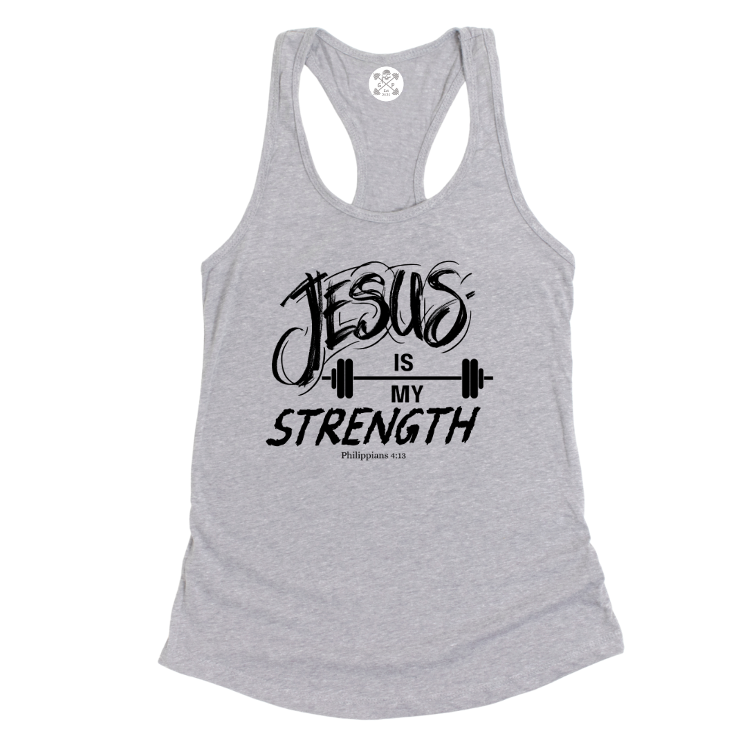 Jesus is My Strength Racerback Tank
