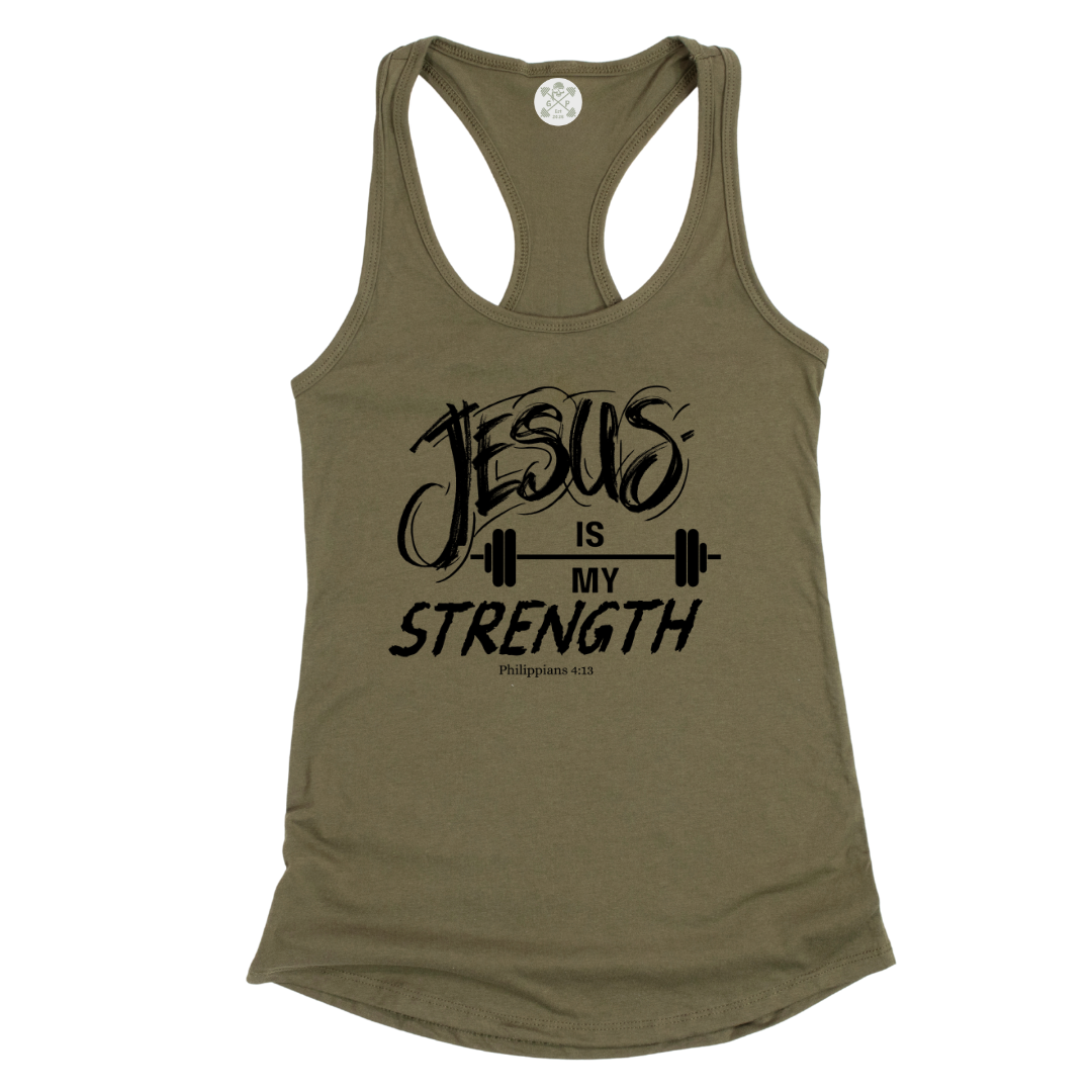Jesus is My Strength Racerback Tank