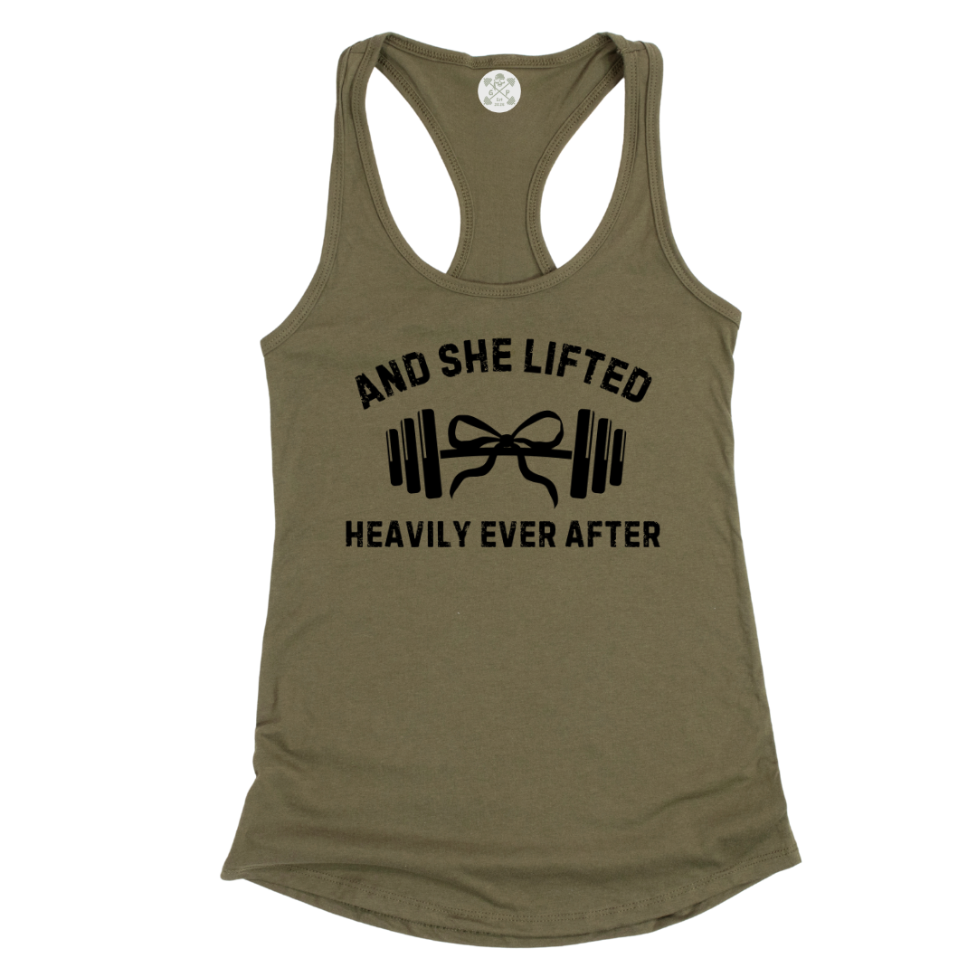 She Lifted Heavily Ever After Racerback Tank