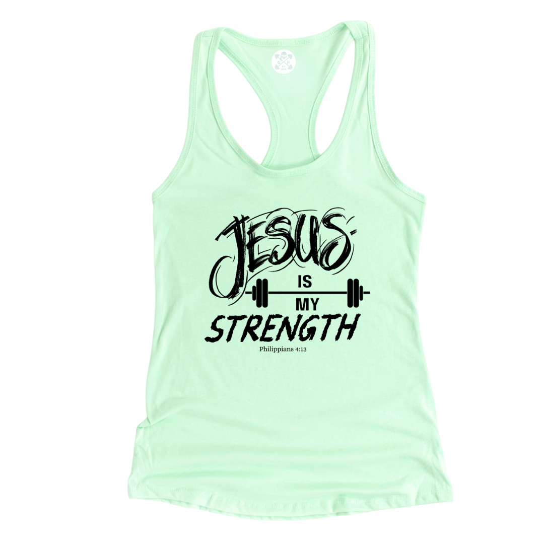 Jesus is My Strength Racerback Tank