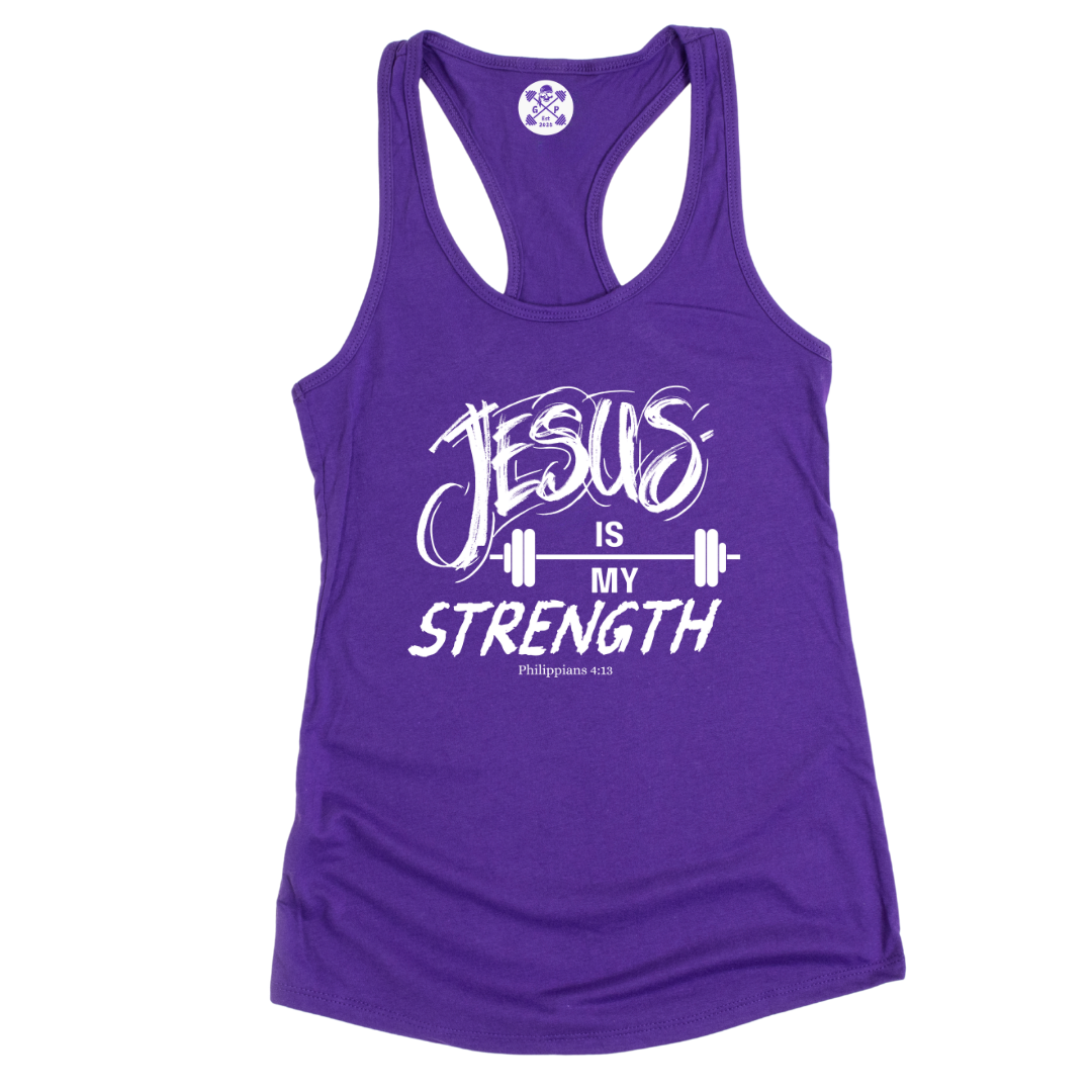 Jesus is My Strength Racerback Tank