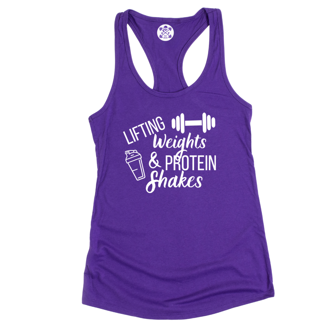 Lifting Weights and Protein Shakes Racerback Tank