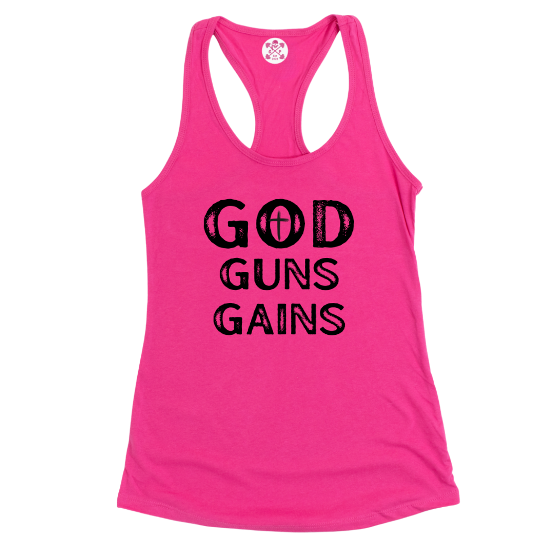 God | Guns | Gains Racerback Tank