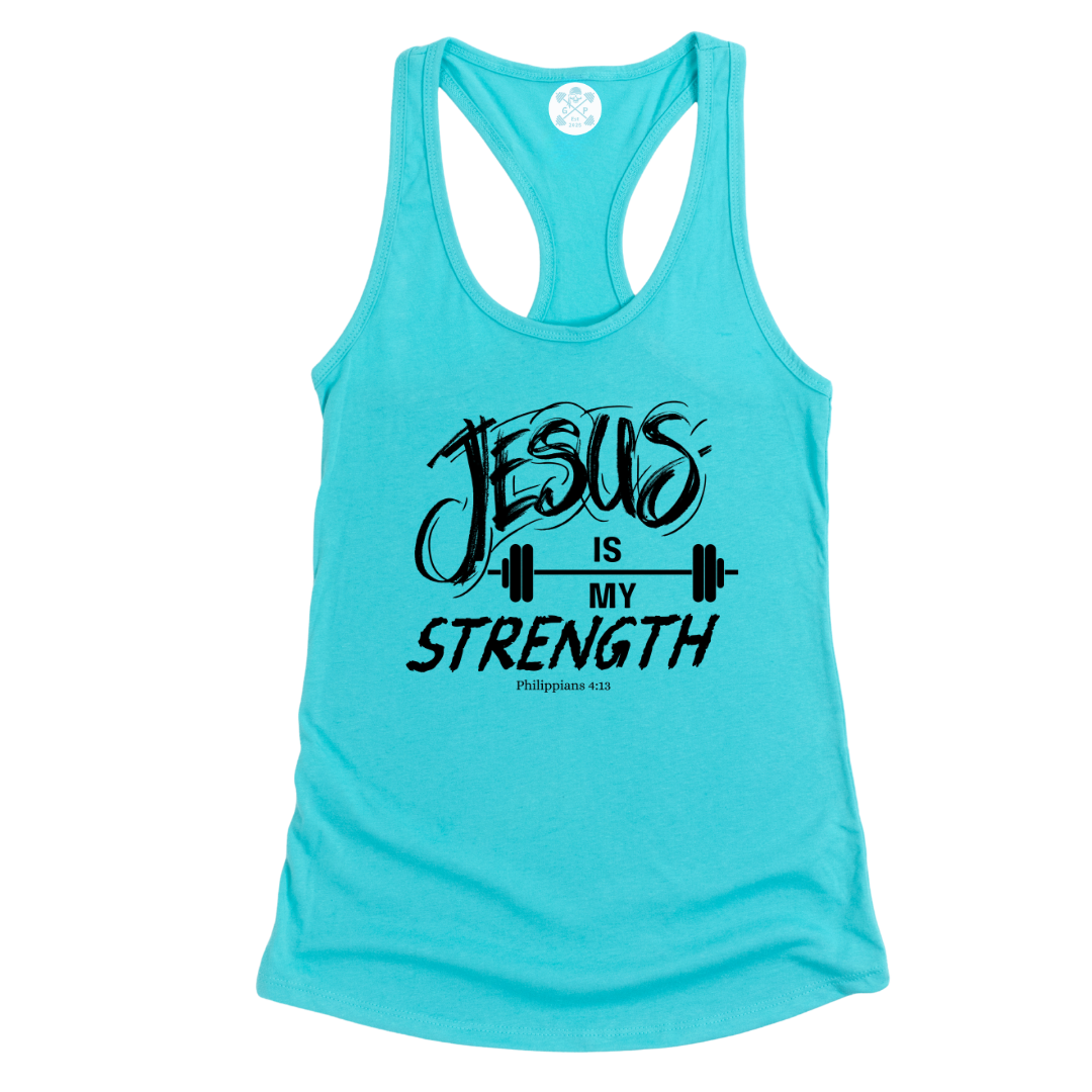 Jesus is My Strength Racerback Tank