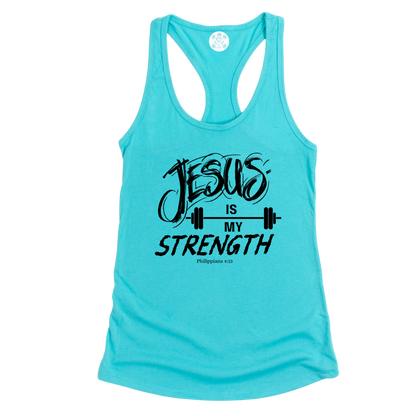 Jesus is My Strength Racerback Tank