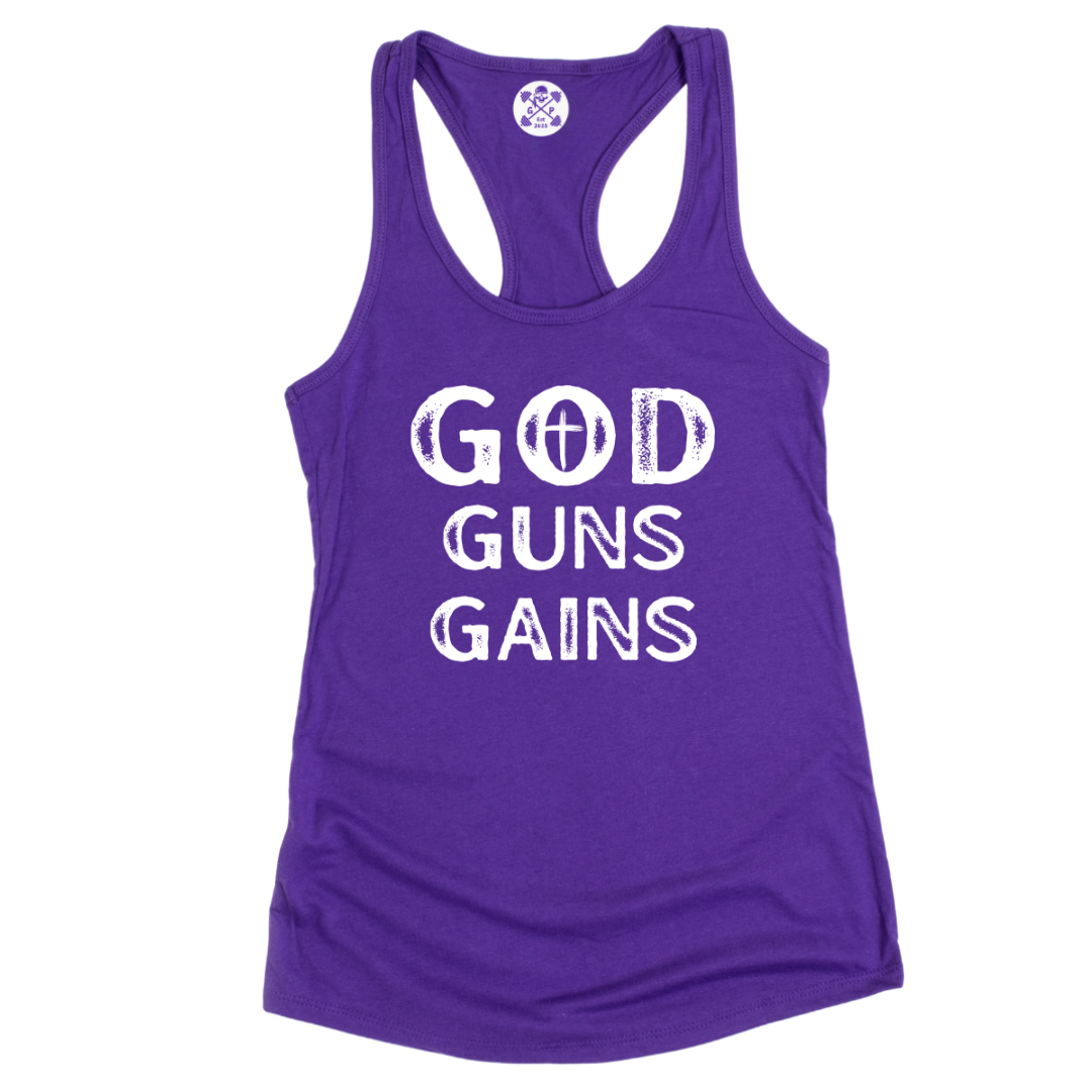 God | Guns | Gains Racerback Tank
