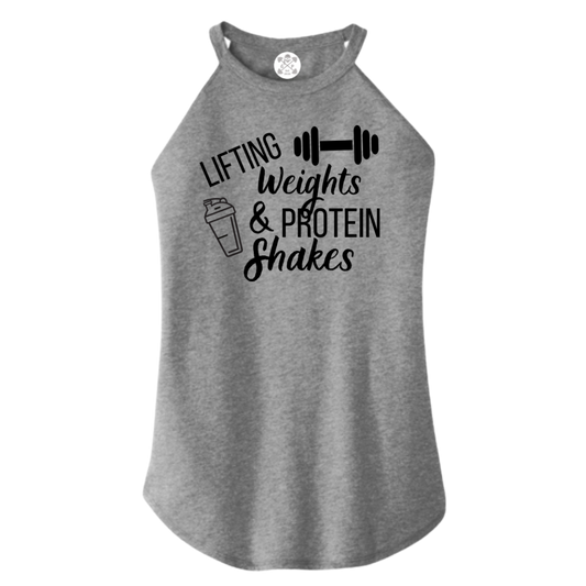 Lifting Weights and Protein Shakes Rocker Tank