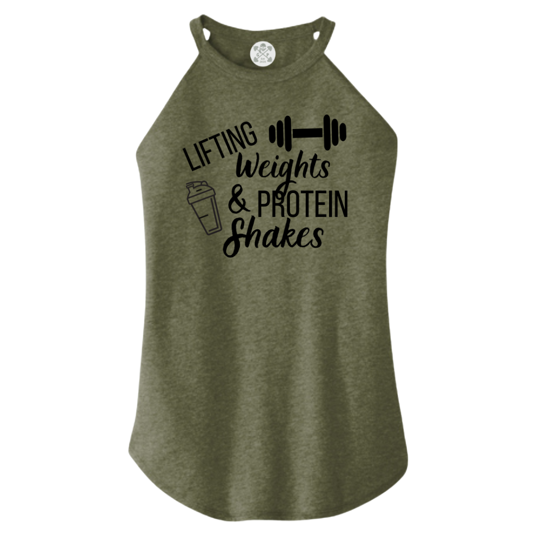 Lifting Weights and Protein Shakes Rocker Tank